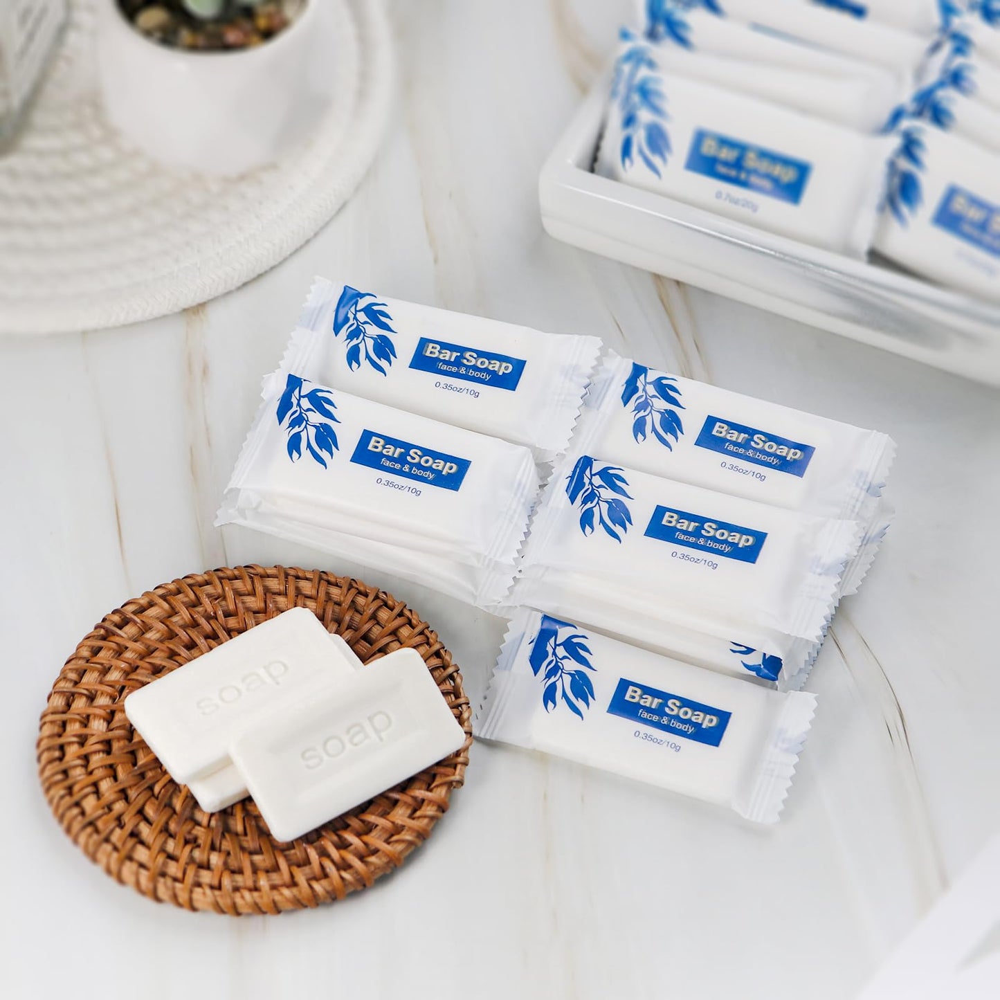Mini Soap Bars Bulk Individually Wrapped Bulk Bar Soap 0.35 oz Travel Soap Small Hotel Soaps Toiletries for Hotel Bathroom Camp RV (50)