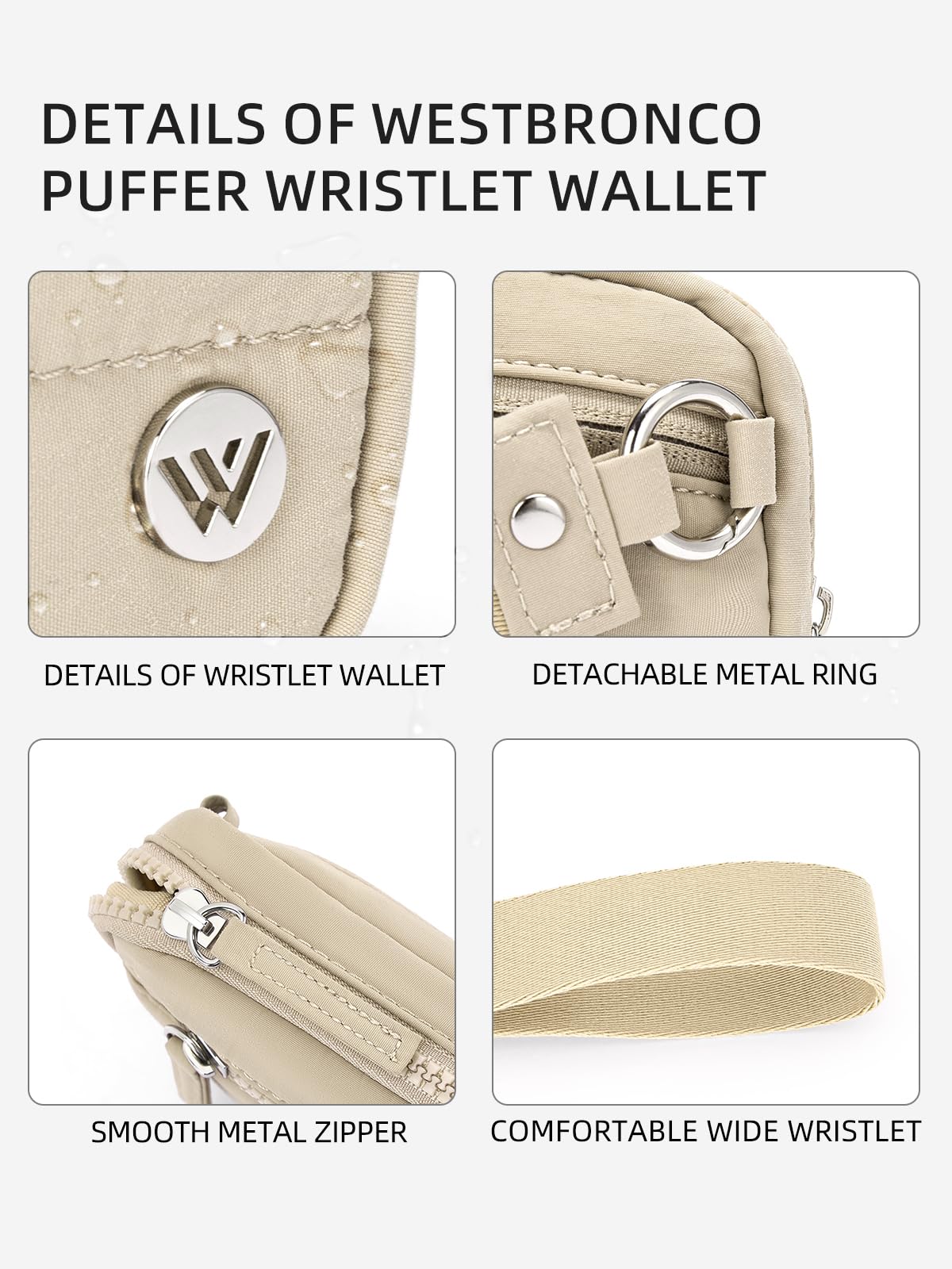 WESTBRONCO Wristlet Wallets for Women – RFID Blocking Quilted Nylon Phone Wallet Clutch, Zip Around Card Holder Purse for Travel & Everyday Use