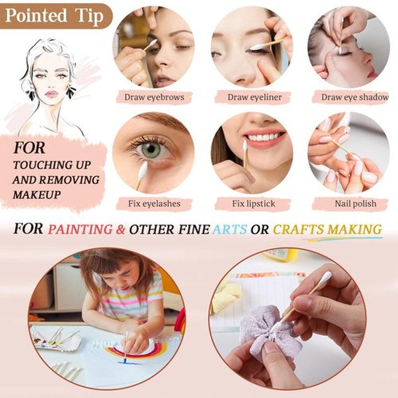 700 Count Cotton Swabs with 1 Clear Dispenser Holder- Round & Pointed Tip & Thick Cotton & Sturdy Bamboo Stick - Eco-Friendly, Biodegradable Original Natural Cotton Buds for Ears, Hygiene, Beauty Care