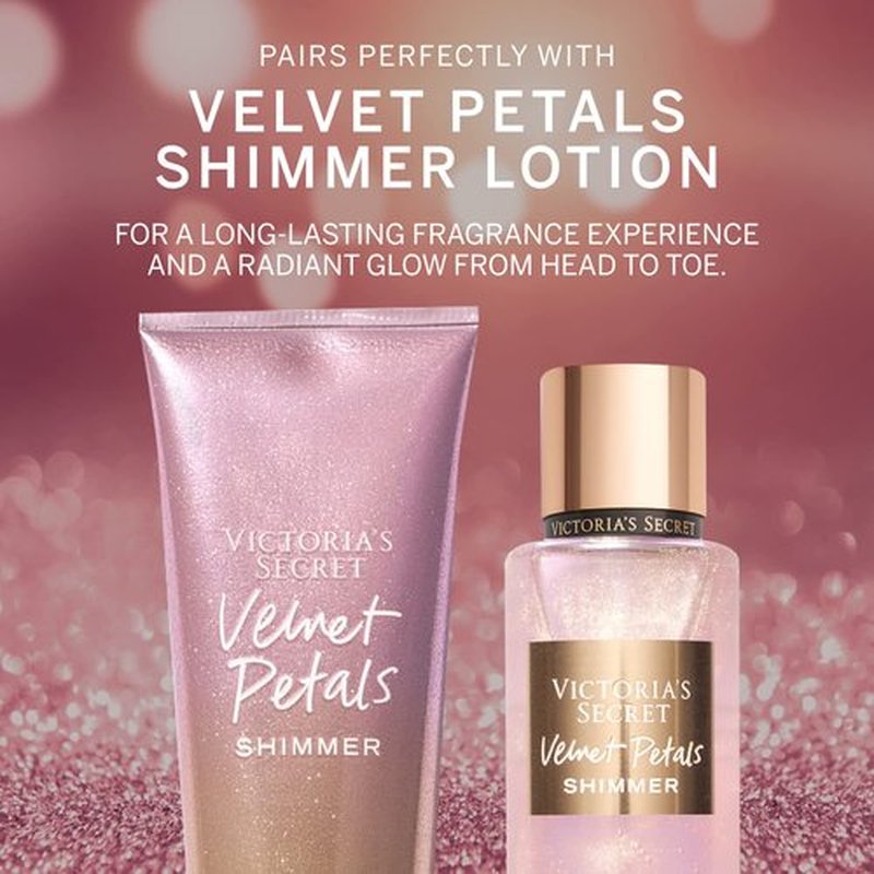 Victoria's Secret Velvet Petals Shimmer Body Mist for Women, Perfume with Notes of Blooms and Almond Glaze, Womens Body Shimmer Spray, Made you Shimmer Women’s Fragrance - 250 ml / 8.4 oz