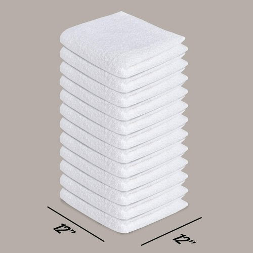 Softolle 100% Cotton Ring Spun Wash Cloths Pack of 24 (12x12 Inches)– Bulk Pack of Washcloths – Wash Cloth for Face, Highly Absorbent, Soft and Face Towels (White)