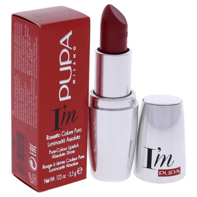 Pupa Milano I Am Pure-Colour Lipstick - Intense Color And Absolute Brightness - High Concentration Of Pigments - Lightweight And Flawless - Melts Perfectly On Lips - 305 Cherry - 0.123 OZ