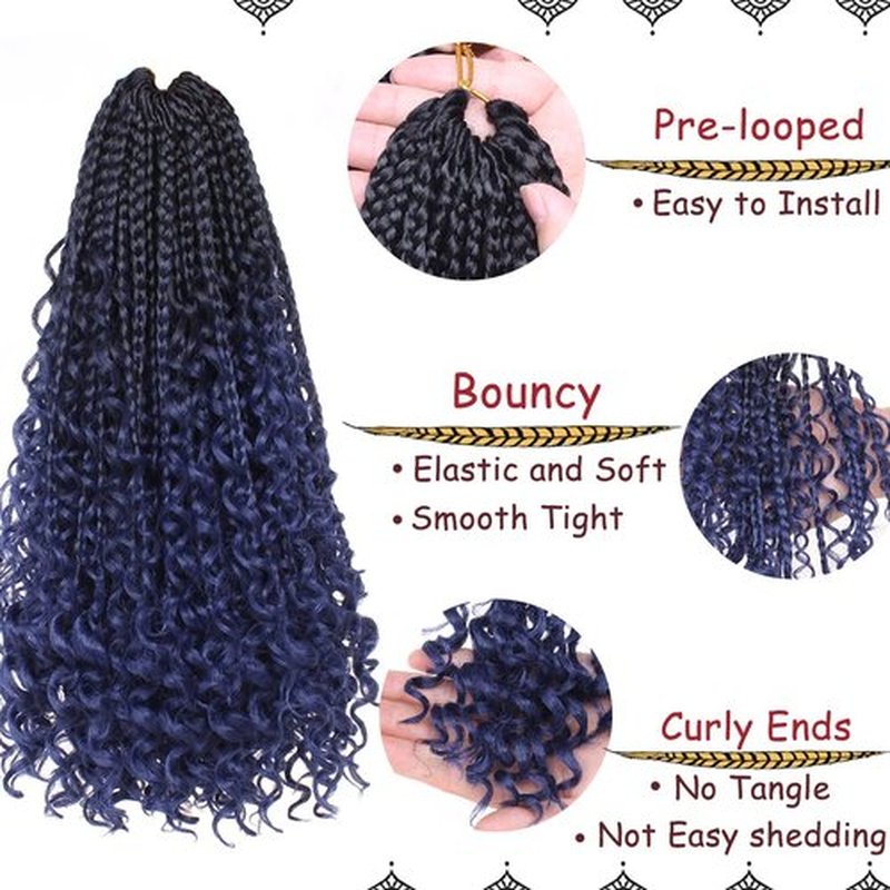 Beverlee Boho Box Braids 8 Packs Goddess Box Braids 14 Inch Bohemian Box Braids Crochet Hair Crochet Box Braids with Curly Ends Pre-looped Synthetic Crochet Hair for Black Women 128 Strands