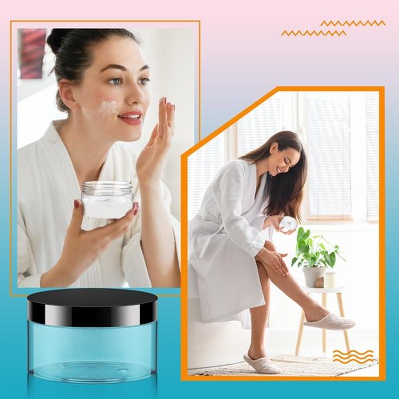 Dandat 24 Pcs Plastic Jars with Lid and Label PET Cosmetic Containers Leak Proof Empty Cosmetic Jars Refillable Storage Travel Jars for Lotion Cream Gel Powder Ointment(Clear,8 oz)