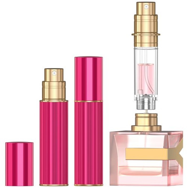 YIERSO 10ml Perfume Atomizer Travel Refillable,Bottom-Filling Fragrances Perfumes Bottle,Mini Cologne Dispenser, Portable Sprayer Pocket Size for Women Men Cruise Car Trip Gift 0.34oz (Hot pink-10ml)