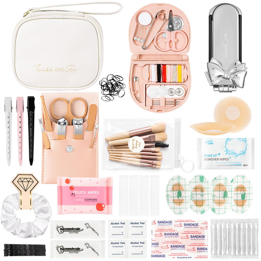 Women's Wedding Emergency Kit for Bride, Bridal Emergency Kit for Wedding Day, Weddings Personal Care Survival Set, Must-Have 40+ Essentials Items Daily Women Travel Kit with Makeup Bag for Team Bride
