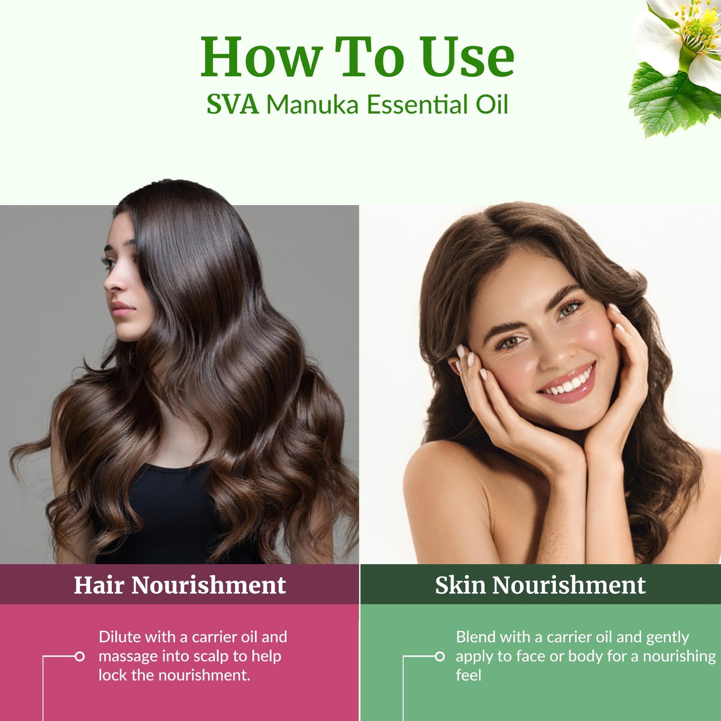 SVA Manuka Essential Oil – 1/3 Fl Oz – 100% Natural Manuka Oil - for Diffuser, Hair Care, Face, Skin Care, Aromatherapy, Scalp and Body Massage, Soap and Candle Making