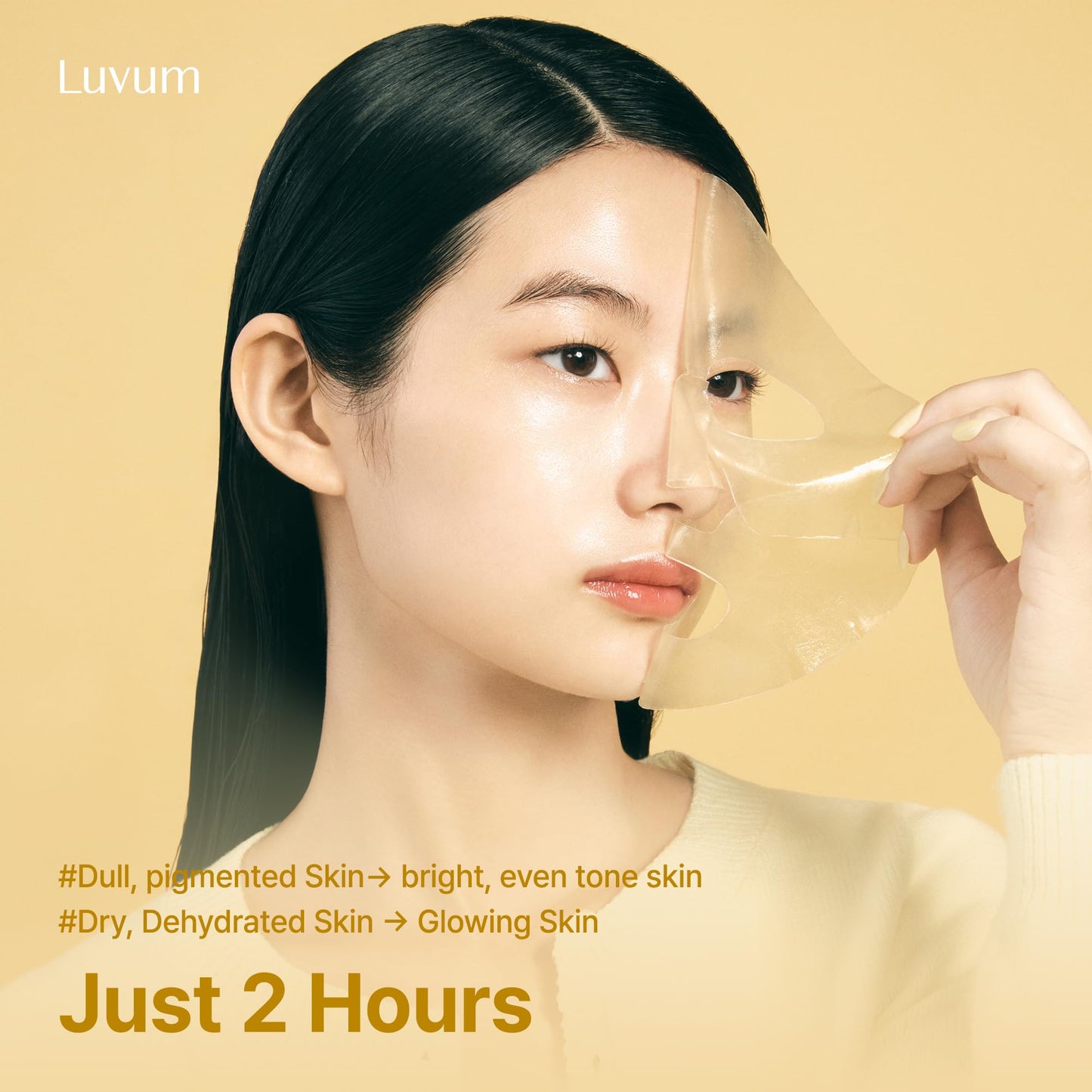 LUVUM Afterglow Yuja Gel Mask, Vitamin C, Overnight Hydrogel Mask, 4+1 Pack