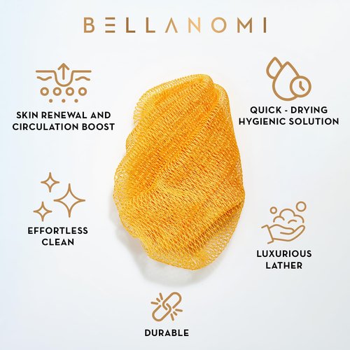 Bellanomi African Exfoliating Net Sponge Authentic Ethically Sourced from Nigeria 45 inch Long (Yellow)