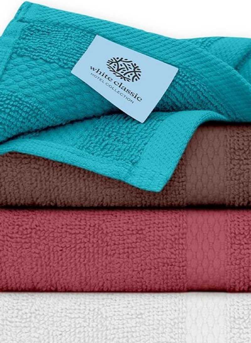 White Classic Luxury Wash Cloths 12 Pack, 13 x 13 inches Small Towels for Face, Multicolor Hotel Quality Washcloth for Showering, Gym, Spa, Bathroom, Cotton Wash Clothes Set (1pc of Each Color)