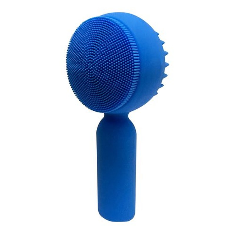Silicone Facial Cleansing Brush 2 in 1 Silicone Facial Scrubber Manual Exfoliating Facial Brush Face Cleanser Face Exfoliator Ultrafine Bristles for Sensitive Skin Easy to Clean Lather Well (DeepBlue)