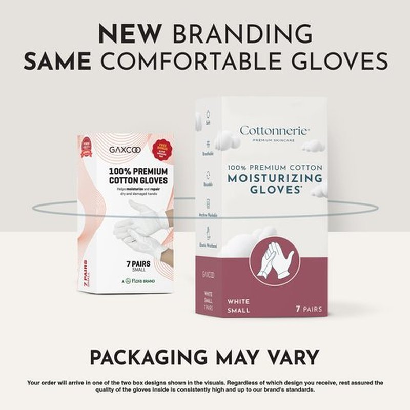 Gaxcoo Cottonnerie Cotton Gloves for Dry Hands Sleeping, Moisturizing Gloves Overnight, Hand Moisturizer Gloves, Moisture Gloves for Dry Hands Overnight, Sleeping Gloves, Eczema Gloves, Small 7 Pair