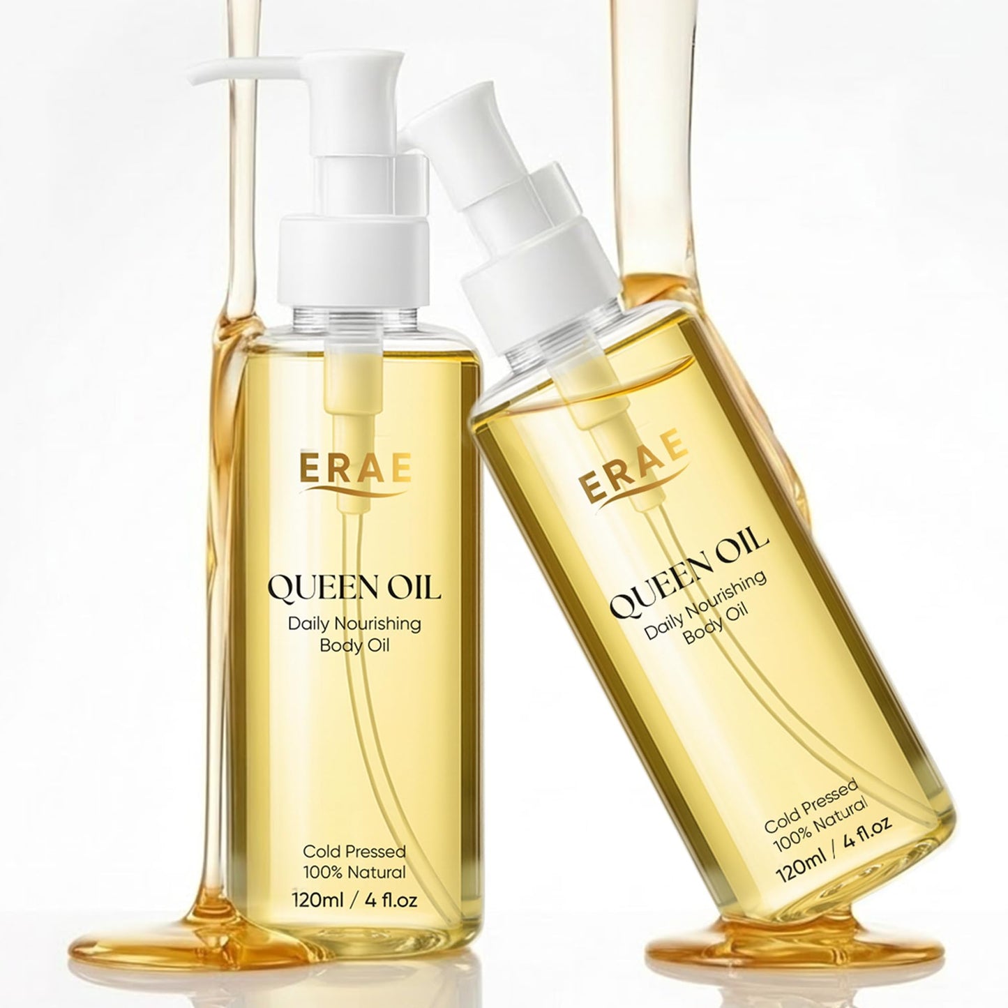 BODUNMSCA ERAE Queen Oil, Cold-Pressed Botanical Body Oil, Lightweight Hydrating & Moisturizing Oil for Dry Skin, Arms, Belly & Thighs – Daily Skin Care, 2 Pack (120 ml / 4 fl oz Each) (2)