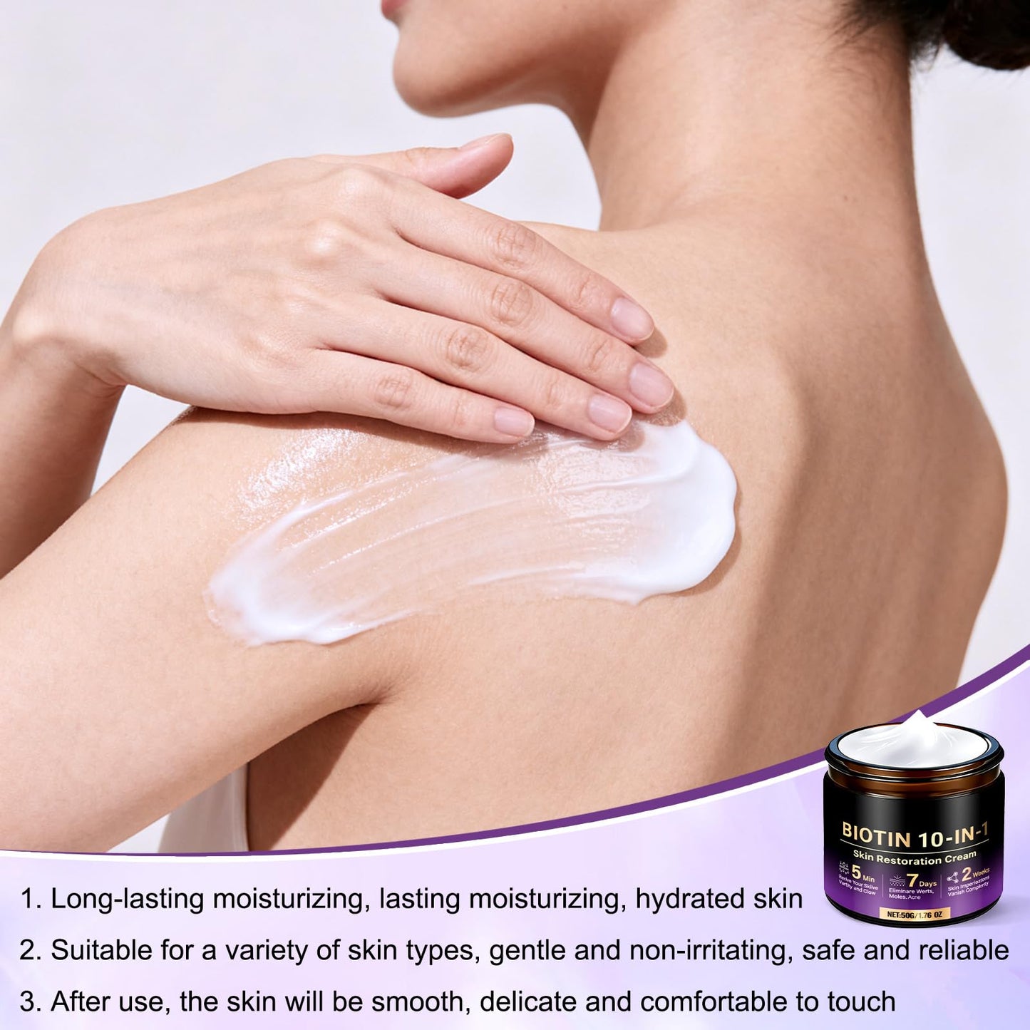 Biotin 10-in-1 Skin Restoration Cream, Natural Collagen Lifting Serum, Deep Moisturizing, Smoothing, for All Skin Types, 2 Count