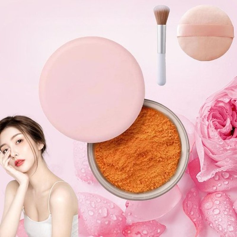 Luminance Milano Pink Powder, Luminance Milano Powder, Allaur Beauty Pink Setting Powder, Beauty Blurring Powder, Beauty Pink Setting Powder, Waterproof Setting Powder, for All Skin Tones(07#)