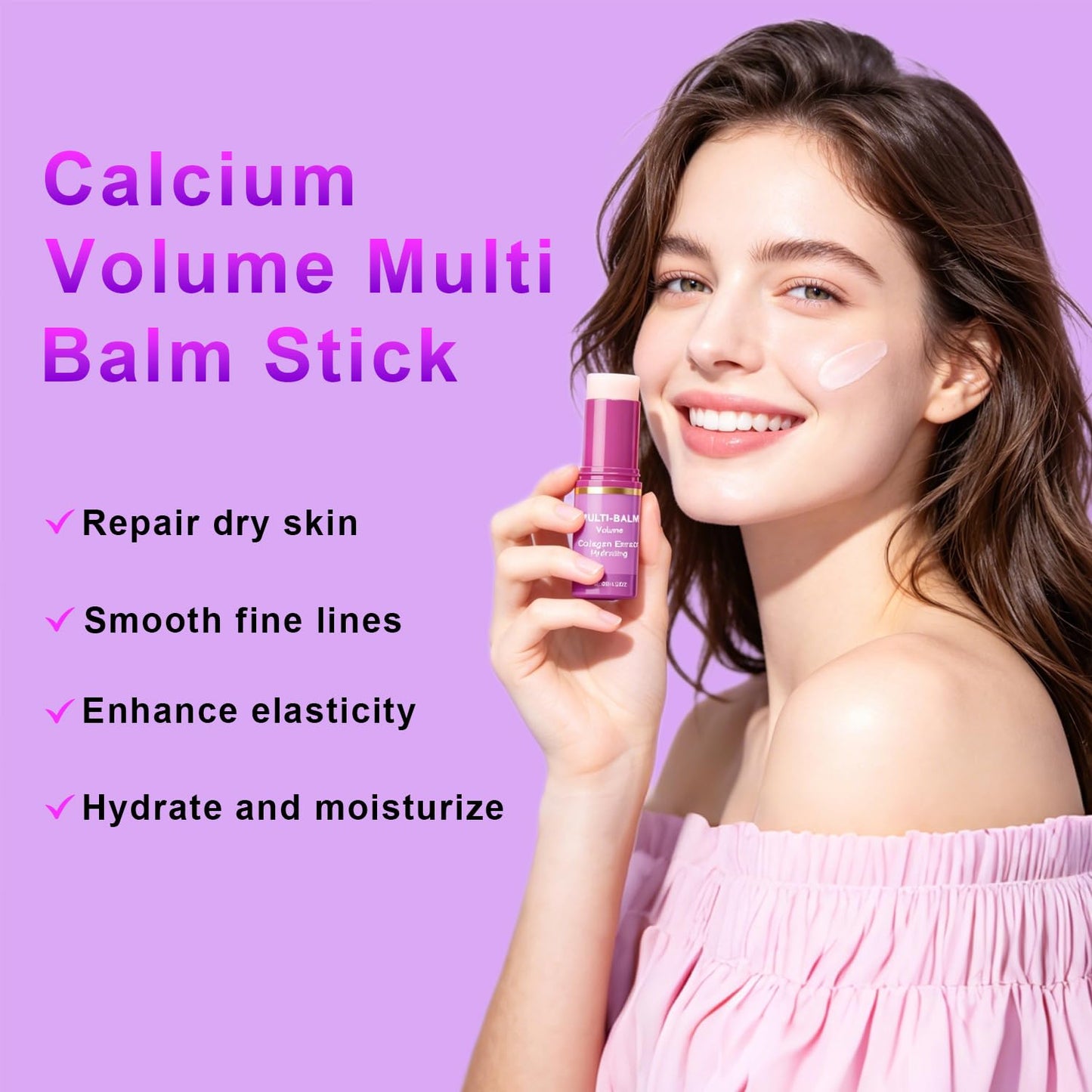 Josmon 2 PCS Multi Balm, Volume Multi Balm Stick, Collagen Moisturizing Stick for Face, Eyes, Neck, Lips, Hydrating And Firming Skin, For Most Skin Types,Violet
