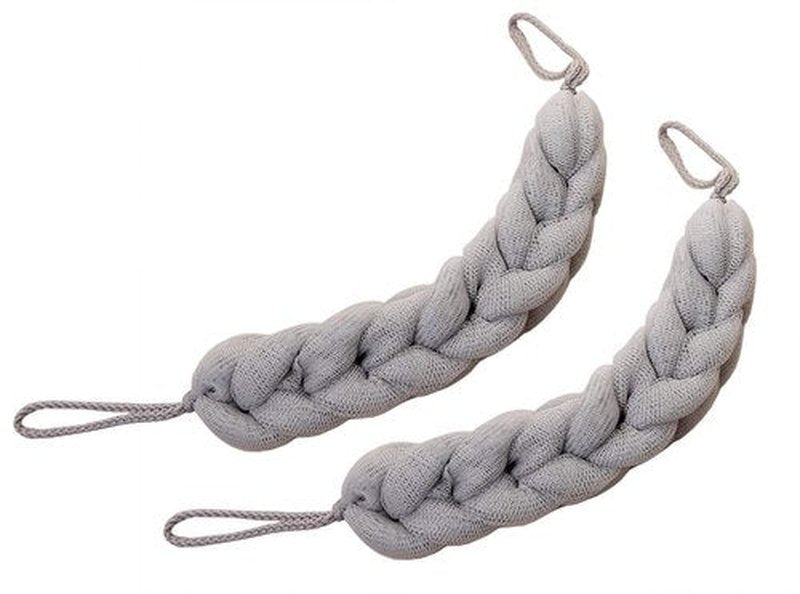AARainbow 2 Packs Long Stretch Back Sponge with Rope Handles Back Scrubber Bath Shower Mesh Sponge Exfoliating Body Scrub Stretch Braided Loofah for Men and Women (2 Gray)