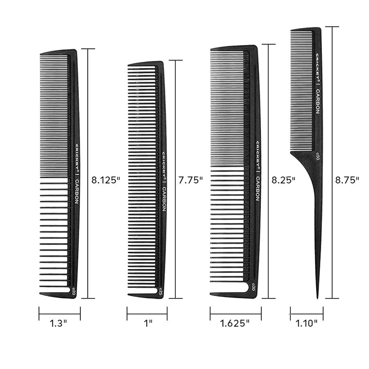Professional Carbon Comb Set for Hair Styling – Anti-Static, Heat-Resistant, 4-Piece Variety Pack