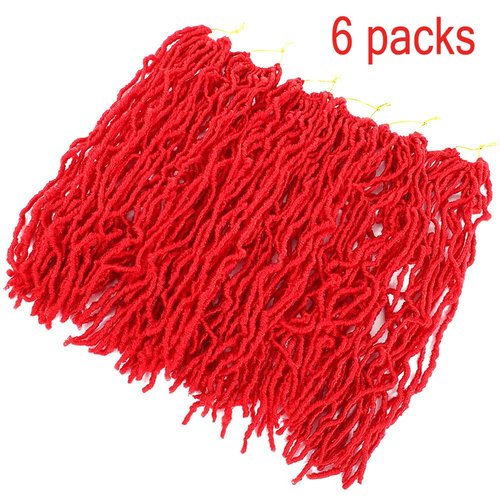Soft Locs 18Inch 6Packs Long Faux Locs Crochet Hair Pre Looped Soft Goddess Locs Crochet Braids Hair for Women (18 Inch Red) …