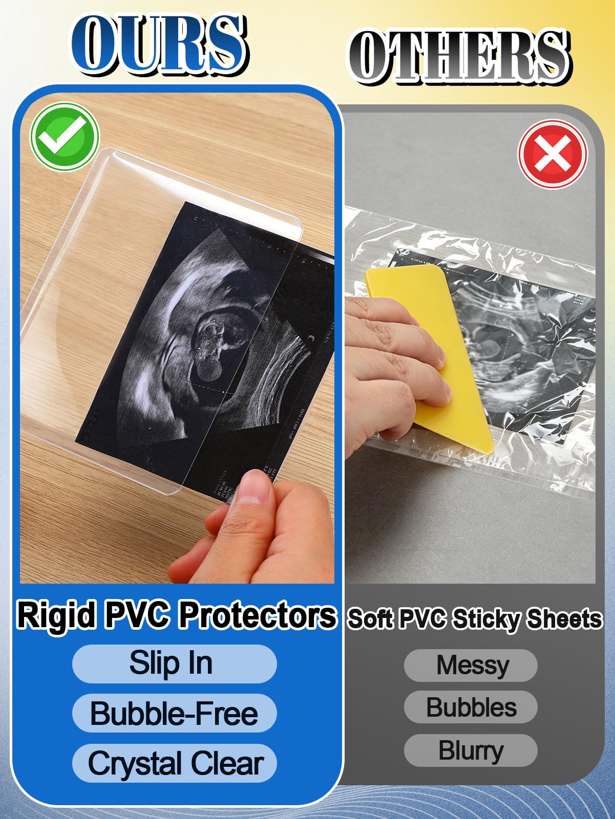 Easy Insert Photo Protector for 3x4in Ultrasound Pictures - Side-Loading to Keep Baby Sonogram Picture/Special Memories Safe, Pregnancy Journal Must Haves, Pregnancy Gifts for Expecting Mom, 20 Pack