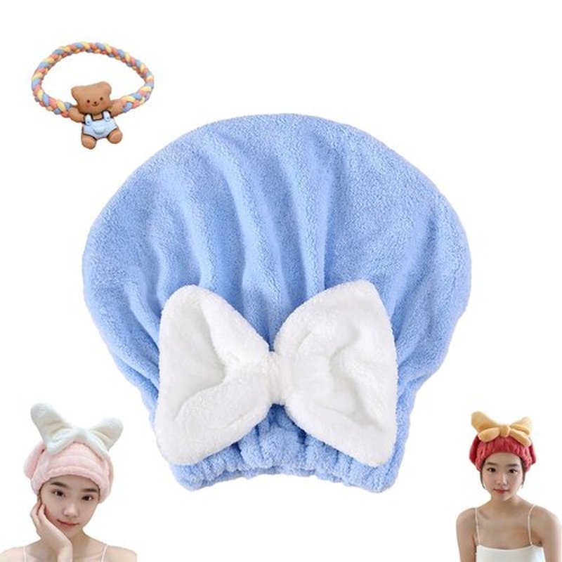Beyonddraw New Super Absorbent Hair Towel Wrap for Wet Hair, Efficient Hair Towel Wrap for Women, Microfiber Towel for Hair Drying, Fit Comfort Ease of Use Fast Drying Hair Towel Caps (Blue)