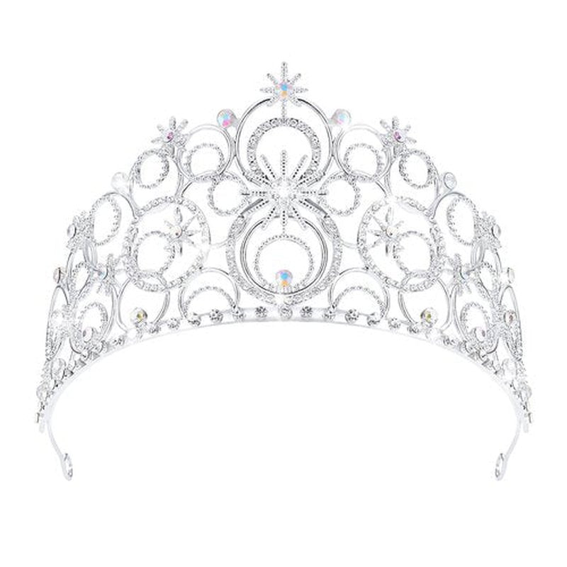 JITINX Crystal Crowns for Women, Crystal Bubble TiaraBride Royal Queen Headband Princess Headpieces for Women Bridal Wedding Prom Birthday Party Crowns (Silver)