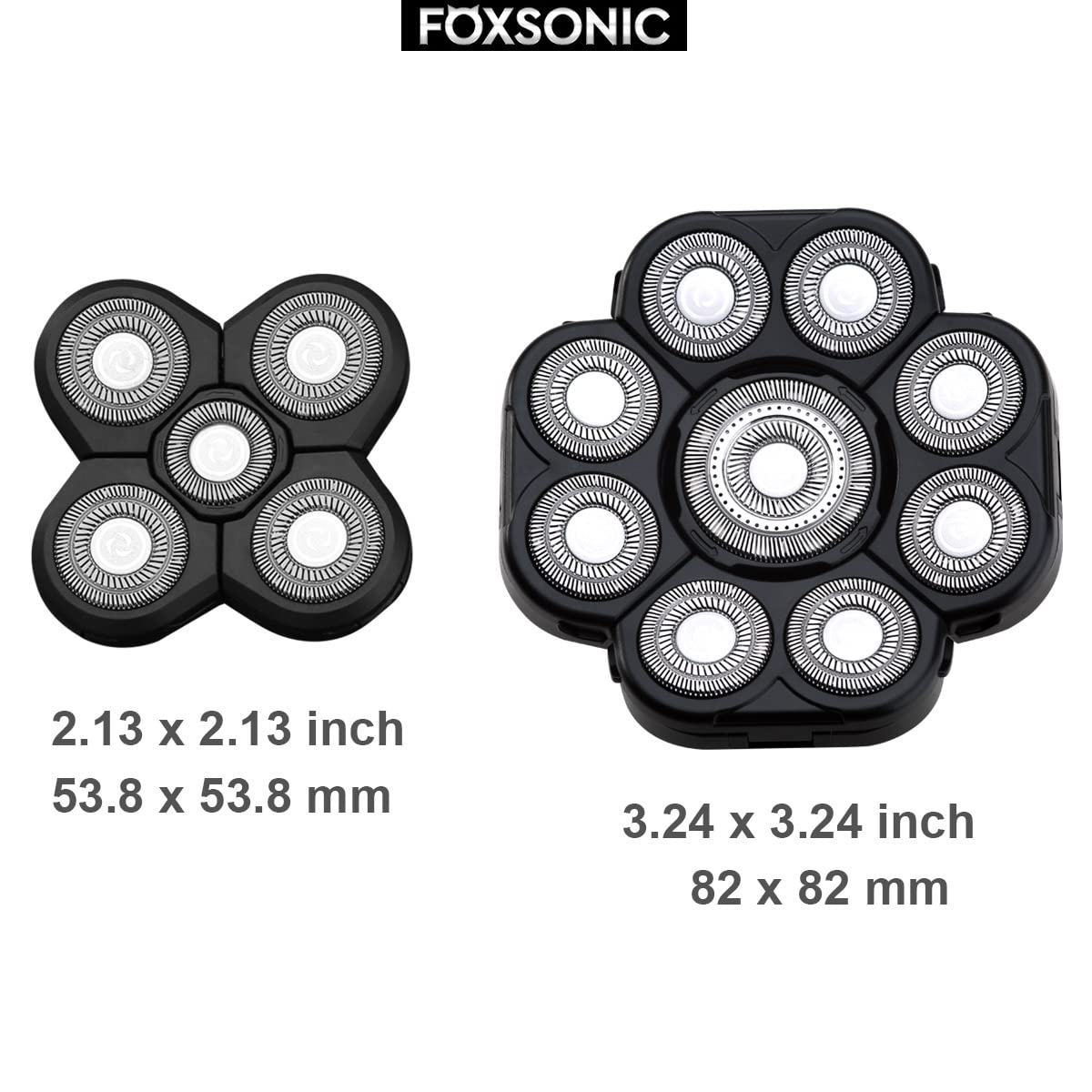 FOXSONIC Upgraded 9 Blades Body Head Shaver Replacement Heads for Head Shaver,Many Brands 9 Blades Replacement Shaver Head Blade 9 Heads Beard Electric Razor Shaver Head for Blad Men
