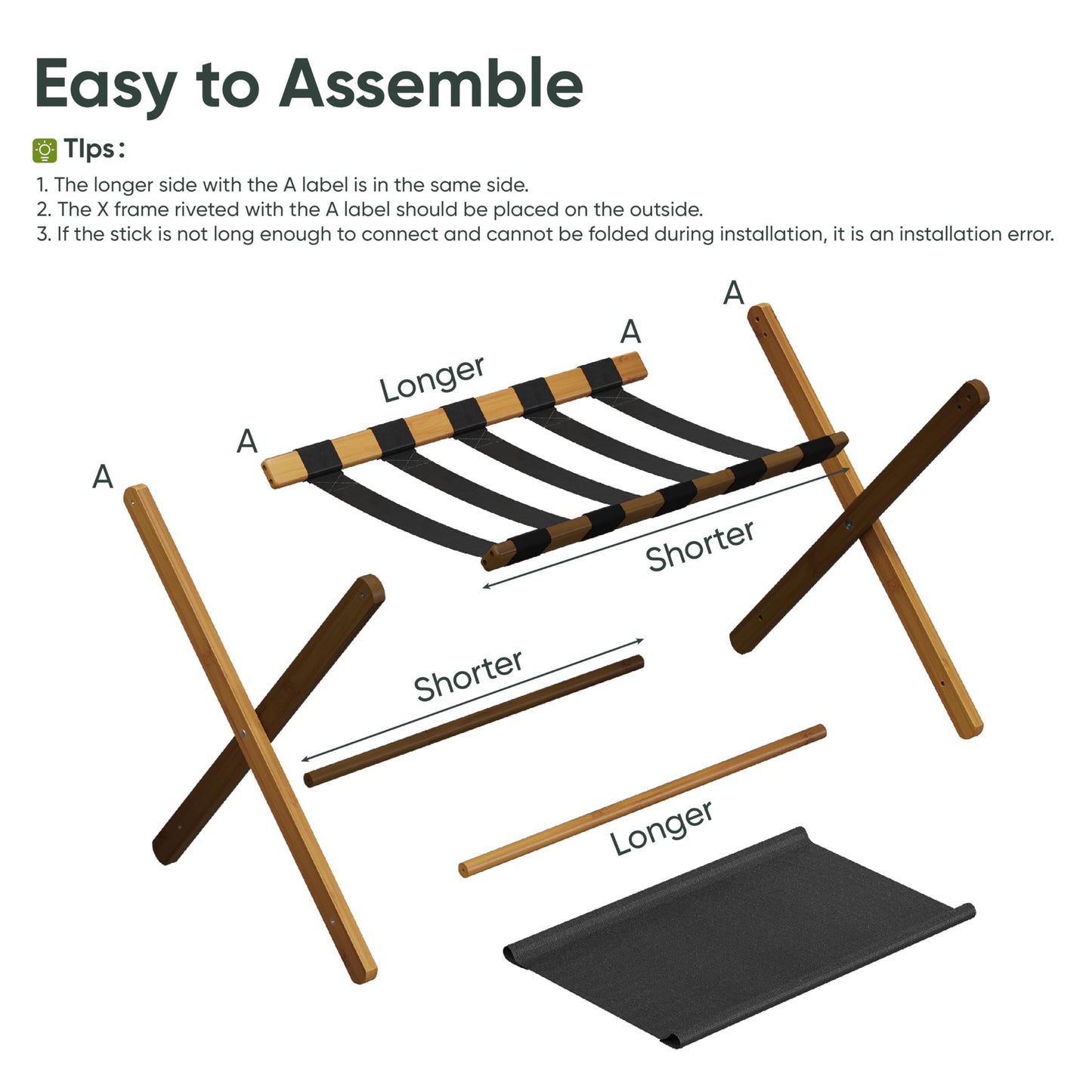 Smart FENDEE 2 Pack Luggage Rack, Folding Luggage Rack for Guest Room, Walnut Bamboo Suitcase Stand Holds up to 131 lb, Luggage Stand with Storage Shelf for Hotel, Bedroom