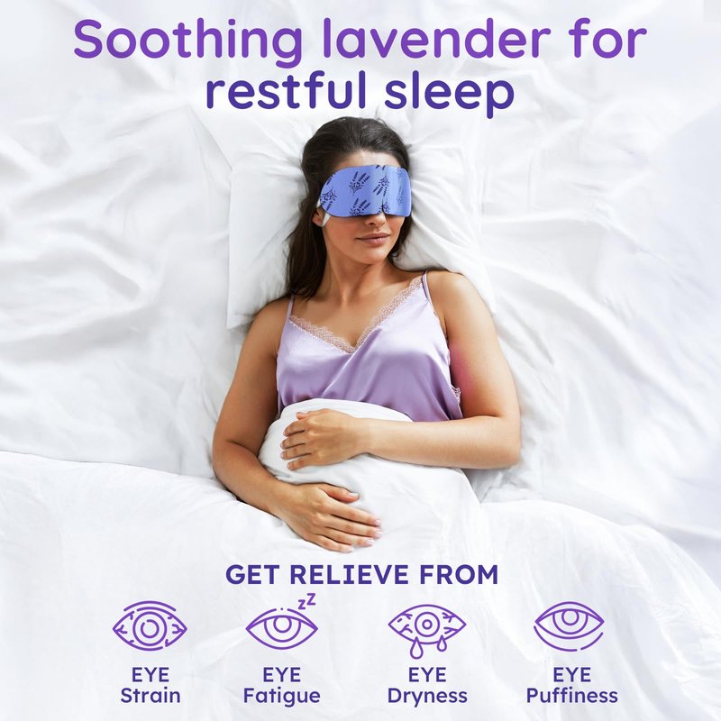 16 Pack Lavender Steam Eye Mask for Dryness, Puffiness, Relaxation, Heated Eye Mask for Sleep & Travel, Self-Heating & Disposable Warm Compress, Travel Essentials, Relaxation Gifts for Women - PAC2