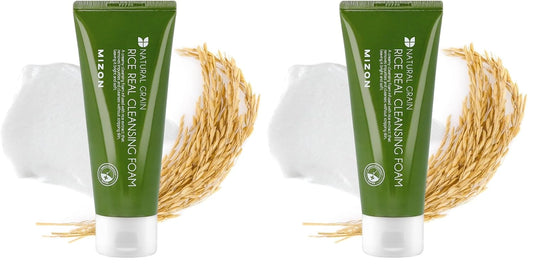 MIZON Rice Real Cleansing Foam - Hydrating, Soothing Korean Skincare | 150ml (Pack of 2)