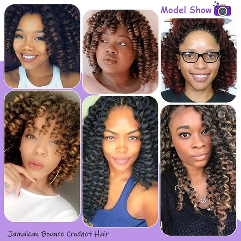 GetMaige Jamaican Bounce Crochet Hair For Black Women 4packs 72 Roots Natural Black Jumpy Wand Curls Crochet Hair Short Pre Looped Curly Crochet Hair (12inch (pack of 4), T27)