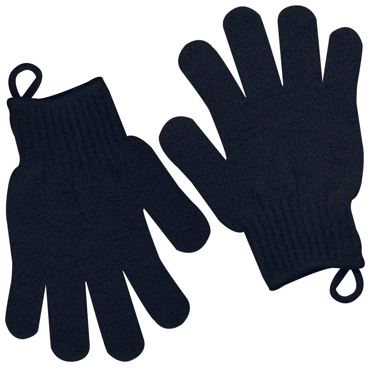 Meiyante Heavy Exfoliating Shower Gloves with Hanging Loop, Black