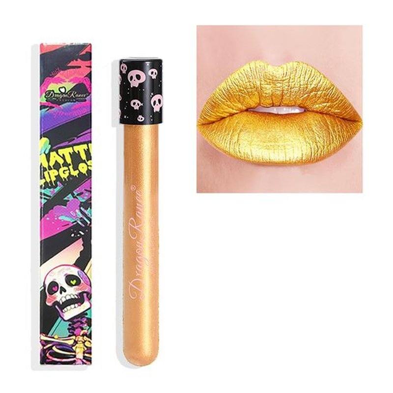 Easilydays Yellow Metallic Liquid Shimmer Lipstick Glitter Lip Gloss, Glossy Full Matte Lip Gloss, Waterproof Longlasting High Pigment Shimmer Lip Gloss,Bold Goth Makeup for Halloween Makeup Gift, #08