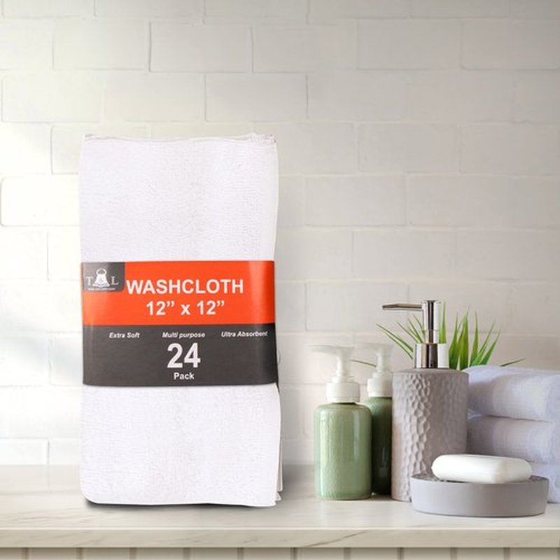 Towel and Linen Mart 100% Cotton - Wash Cloth Set - Flannel Face Cloths, Highly Absorbent and Soft Feel Fingertip Towels (Grey) (Grey, 12) (White, Pack of 24)
