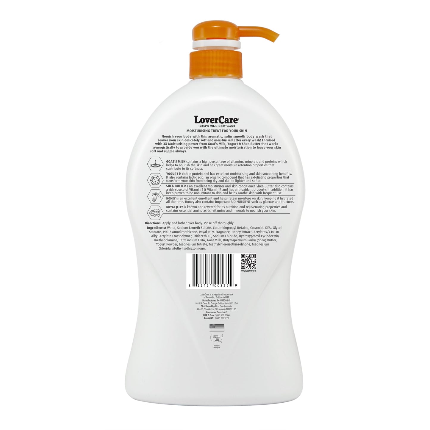 Lover's Care Goat Milk Body Lotion for Dry Skin Royal Jelly & Honey 27.05oz (800ml) - Combo Body Lotion & Body Wash…