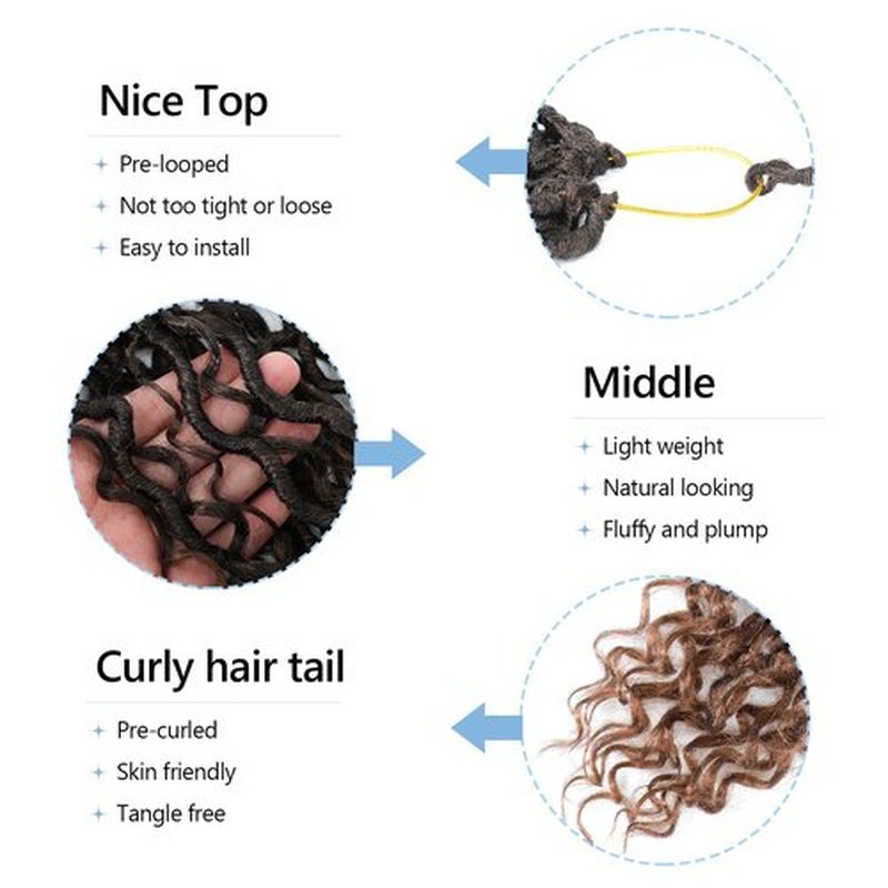 Goddess Locs Crochet Hair For Black Women 14 Inch 8 Packs Faux Locs Crochet Hair Crochet Locs Crochet Hair Pre Looped Soft Locs Crochet Hair River Locs With Curly Ends(1B/30#)