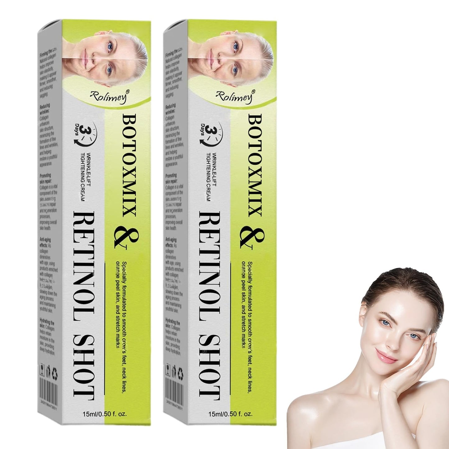 Rolimey Botoxmix & Vita-A Retinol Shot Wrinkle-Lift Tightening Cream, 2026 New Golden Peptide Lifting Cream, Pore Minimizer, Natural Collagen Lifting Serum for All Skin Types (2 Pack)