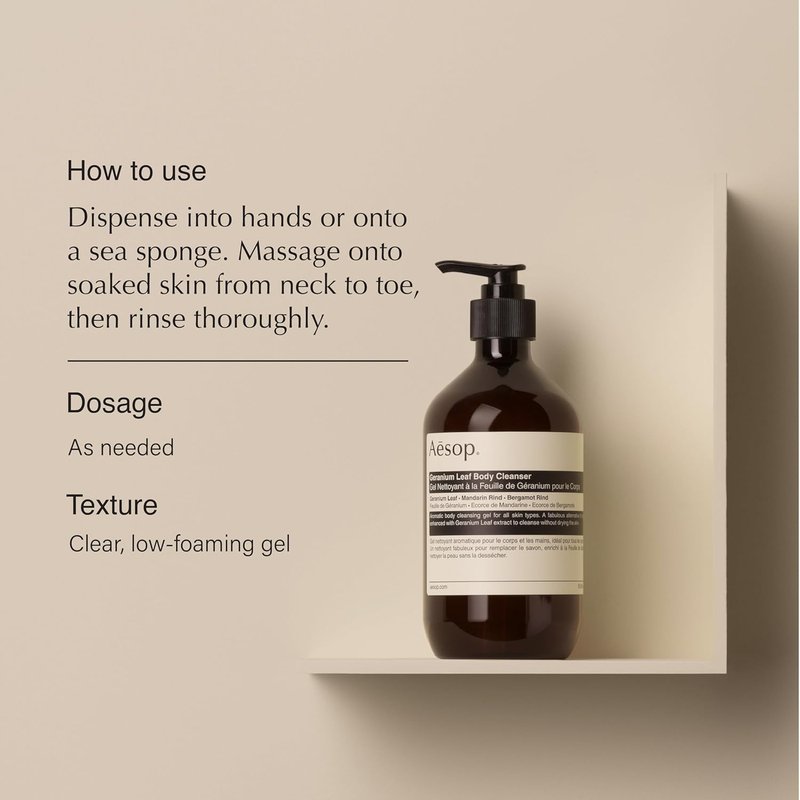 Aesop Resurrection Hand Soap - Geranium Leaf Body Wash | Paraben-Free, Vegan | 16.9 oz