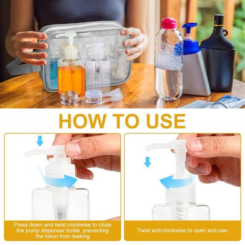 Domensi 24 Pcs 100ml /3.4 oz Pump Bottle Mini Travel Bottles Small Dispenser Bottles Plastic Pump Lotion Dispenser Empty Bottle Square Dispenser Travel Size Containers Toiletries (Clear)
