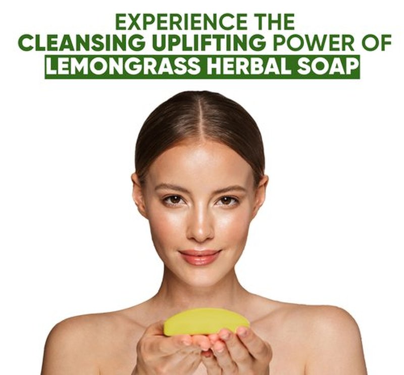 HERBOGANIC Lemongrass Herbal Soap | Pack of 3 of 5oz soap Bar | Natural Bar Soap for Face and Body | Hydrating and Nourishing | Suitable for Men and Women