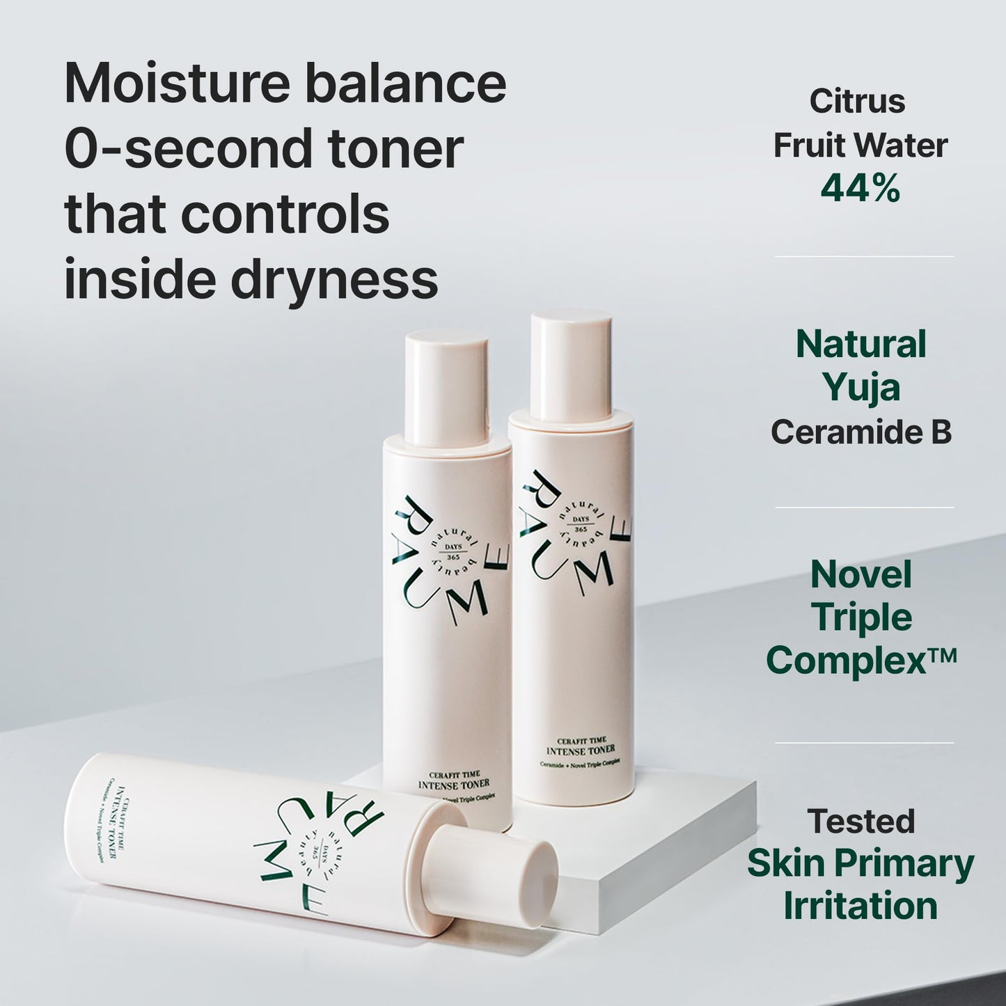 RAUME Intense Serum Toner, Glass Skin Hydrating Facial Toner with 44% Citrus Fruit Water, Ceramide Complex and Novel Triple Complex, Korean Skin Care (140 mL / 4.73 fl oz)