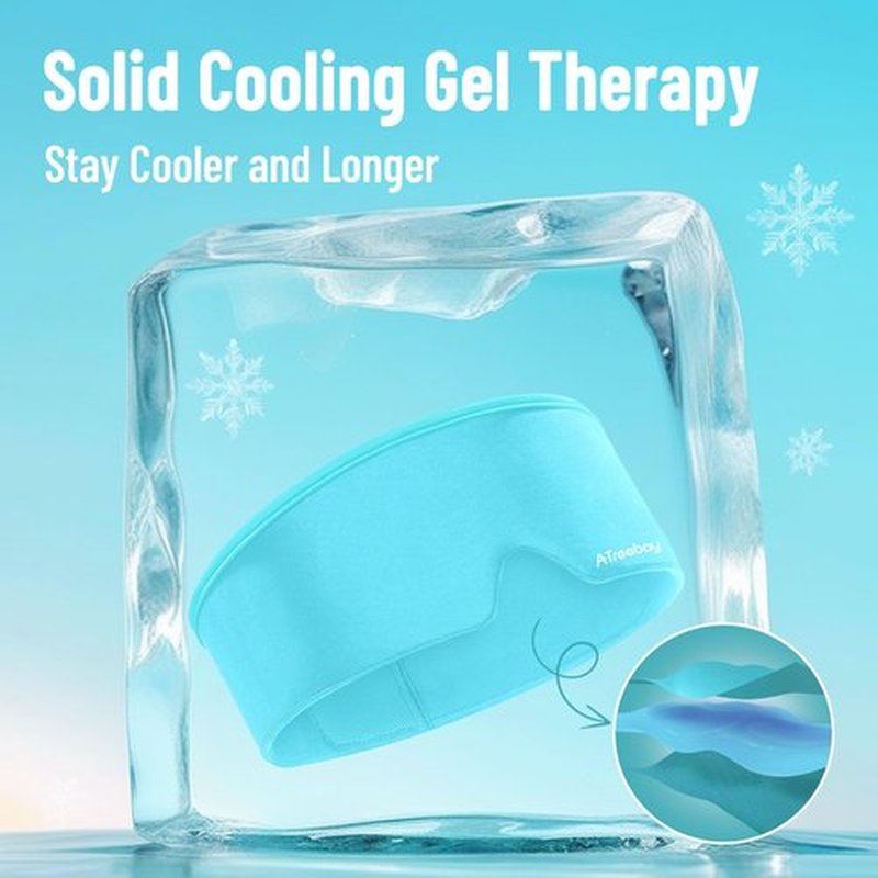 Cooling Eye Mask for Puffy Eyes, Migraine Relief, Cold Eye Mask for Puffiness, Dark Circles, Dry Eyes, Headache Relief, Reusable Gel Eye Mask for Sleep, Soft Cool for Long-Lasting Comfort, Light Blue