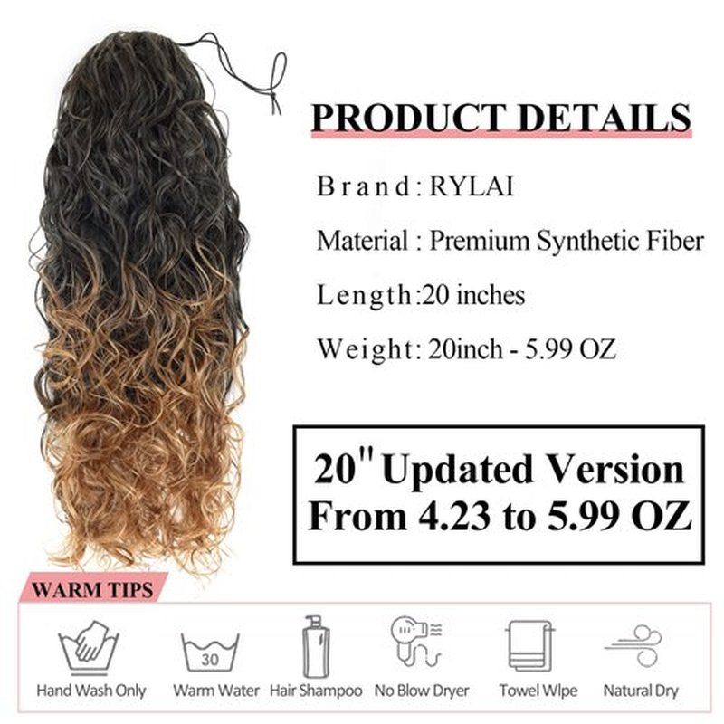 YIBANG Ponytail Extensions Drawstring Long Wavy 1B 27 - Hair Extainson Ponytail Wavy Clip in Ponytail Extensions Blonde Drawstring Ponytail for Black Women(Black to Honey Blonde 6 OZ)…