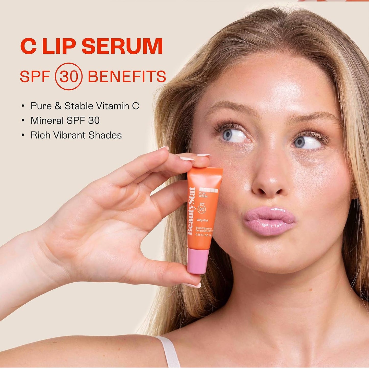 BeautyStat C Lip Serum - Hydrating Vitamin C Formula | Baby Pink Shade