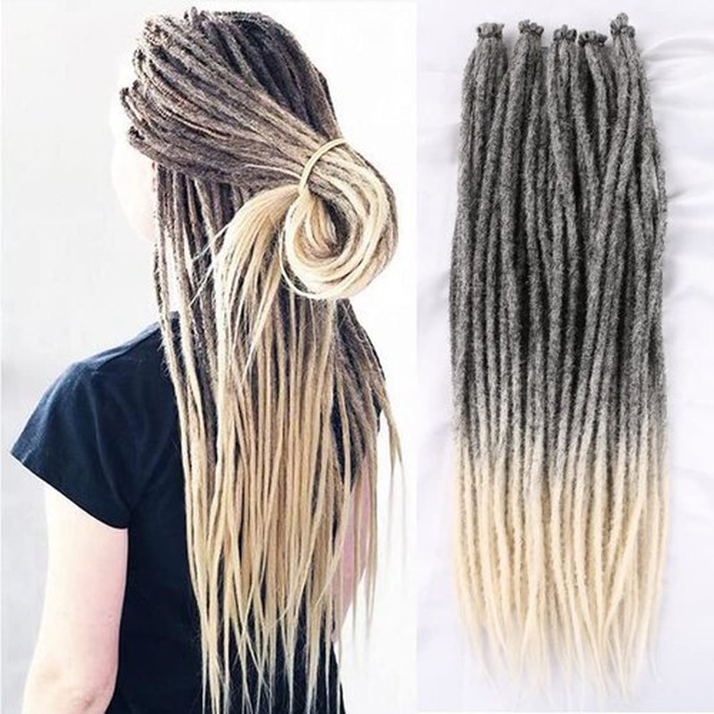DAIRESS 24 Inch 10strands/pack Synthetic Dreadlocks Extensions Thin 0.6cm Soft Reggae Hair Hip-Hop Style Dread Extensions Long Crochet Braids For Hippie Dread locks Hair(24Inch 10strands, 1B/613)