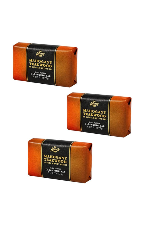 Mahogany Teakwood Shea Butter Cleansing Bar - Luxurious 3-Pack | 5 oz Each, Oak & Lavender Scent