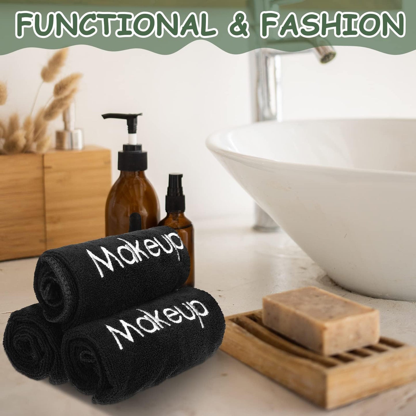 Shimeyao 50 Pack Makeup Towels Black Makeup Washcloths for Face Microfiber Remover Cloth 13x13 Inch Quick Dry Face Towels for Cleansing Hand
