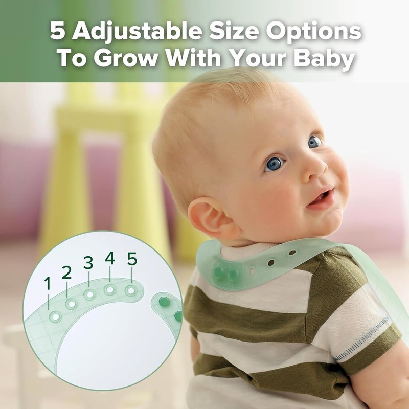 Lightweight Silicone Pocket Bib - Ultra-Light & Foldable Travel Baby Bib with Deep Food Catcher | Adjustable Waterproof Design