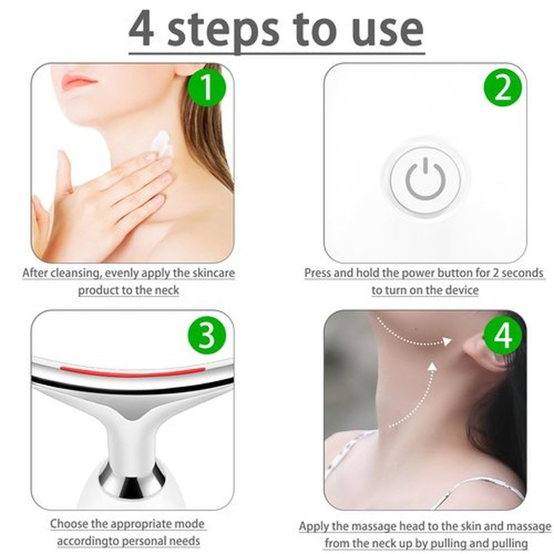 JURP Face and Neck Massager, 3 Color Led Face Neck Massager, Multifunctional Facial Skin Care Tool, Ideal for Home Skin Care