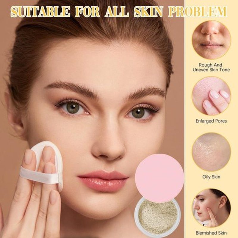 AlluraBeauty Blurring Powder,Blurring Setting Powder,Beauty Blurring Powder, Pink Setting Powder Makeup Waterproof,Pink Powder Loose Setting for All Skin Tones (White, A)